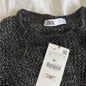 Zara Black Metallic Knit cover up